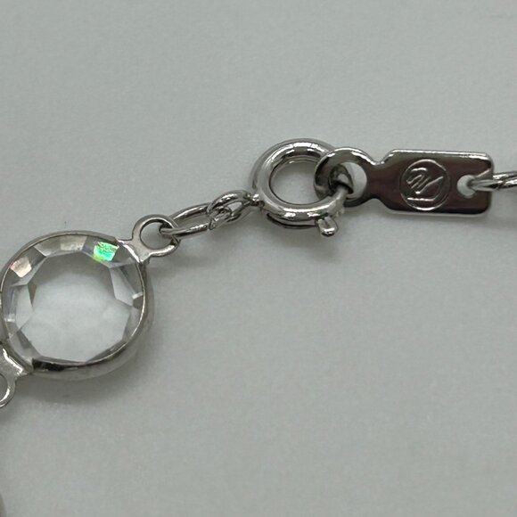 Swarovski Crystal Bezel Bracelet, Clear Silver-Tone Spring Ring Clasp Vintage - Picture 3 of 16
